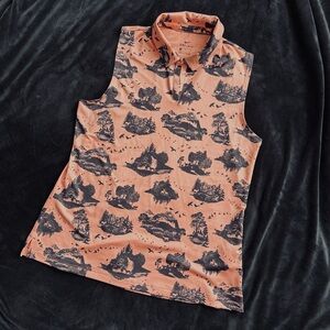 Nike Sleeveless Polo with mountain scenes - Peach and Black Women’s Size Medium